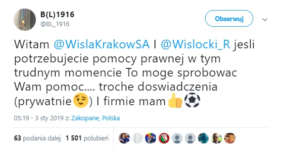 Bogusław Leśnodorski oferuje pomoc Wiśle Kraków